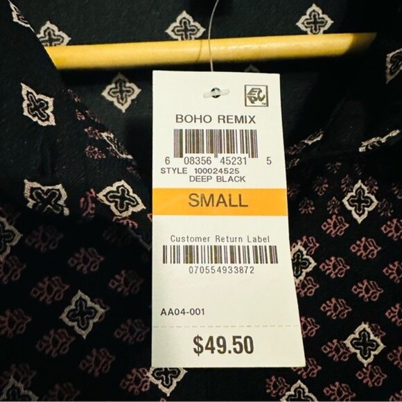 Style & Co Mesh Geometric Button Down Dress NWT Purple Black Size S - Picture 7 of 13